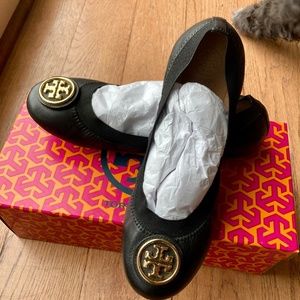 TORY BURCH BLACK BALLET FLATS SIZE 6.5